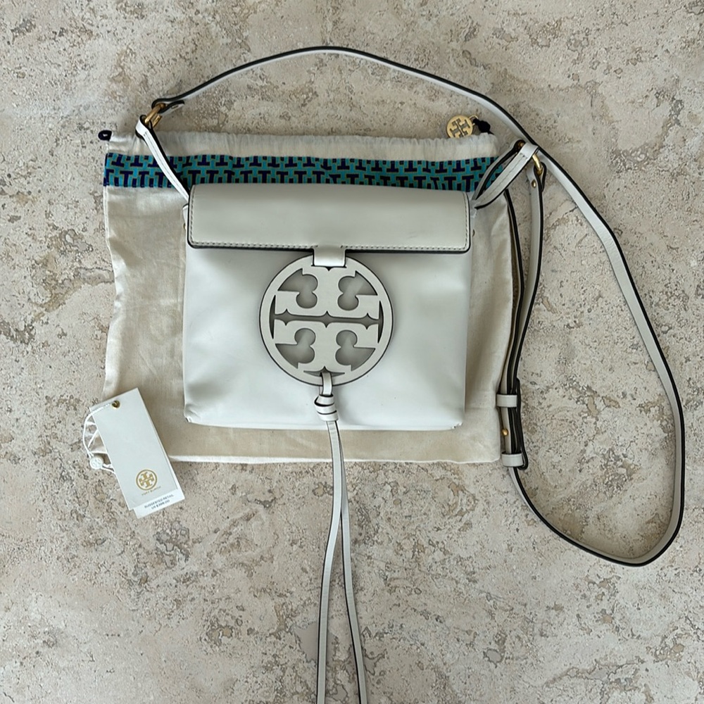 Tory Burch Miller Cross-body, white (“birch”) leather